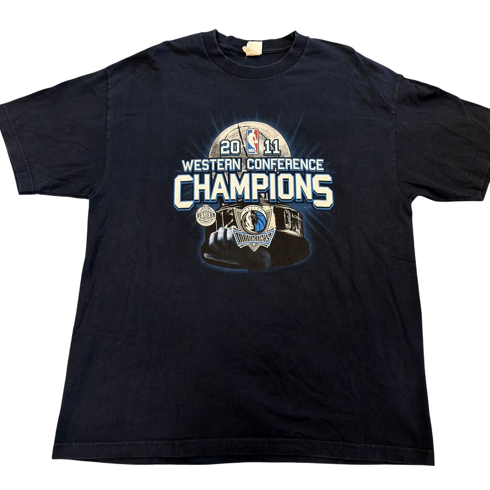 Vintage Dallas Mavericks 2011 Western Conference Champions T-Shirt XL Navy NBA